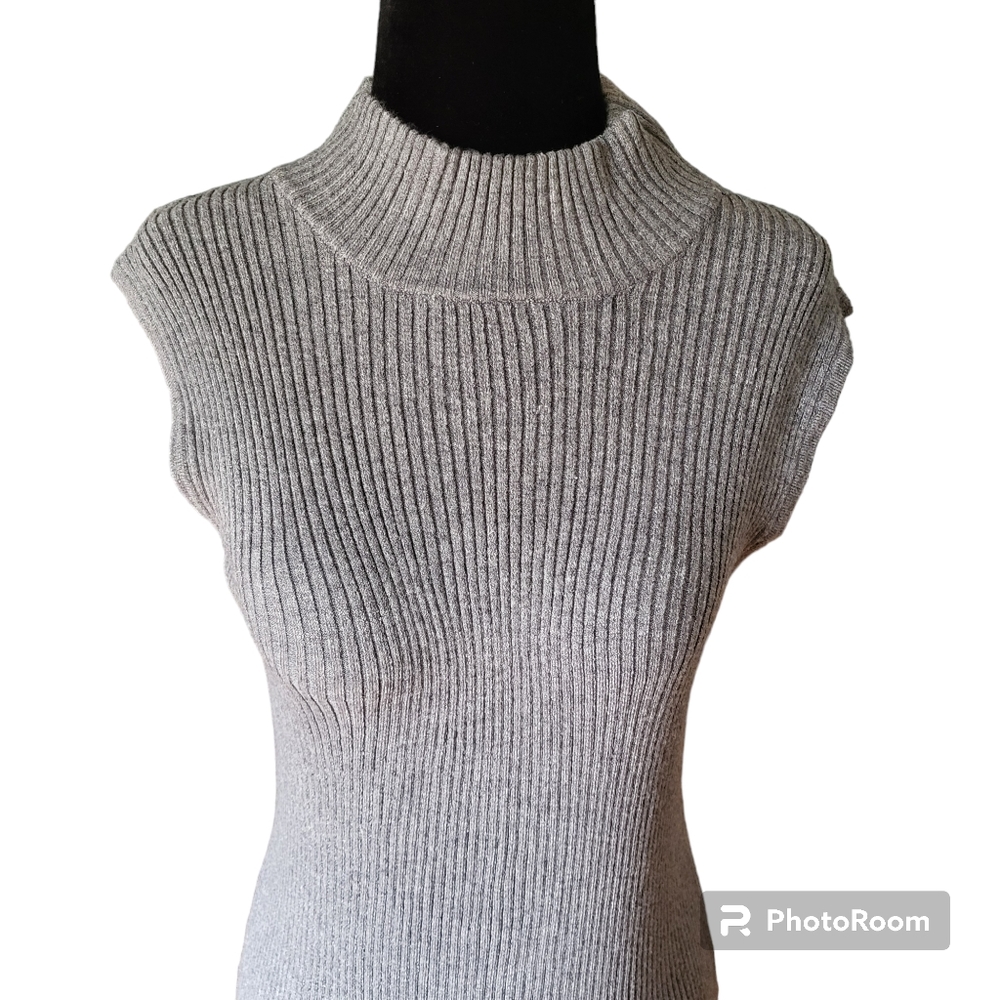 MAGASCHONI RIBBED MOCKNECK BODYCON DRESS IN GREY size L NWT - Picture 2 of 7